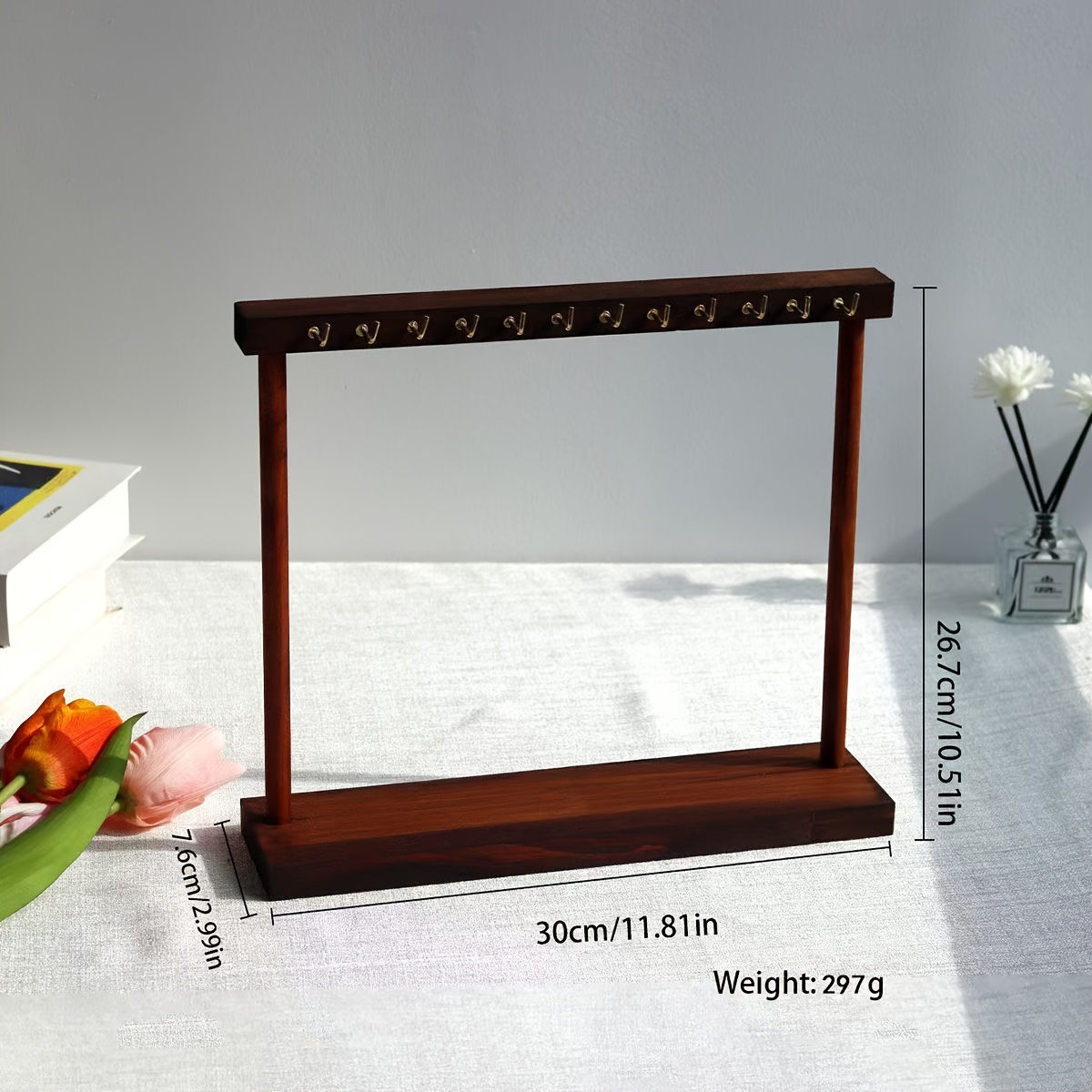 Solid Wood Double-Row Hook Jewellery Display Stand